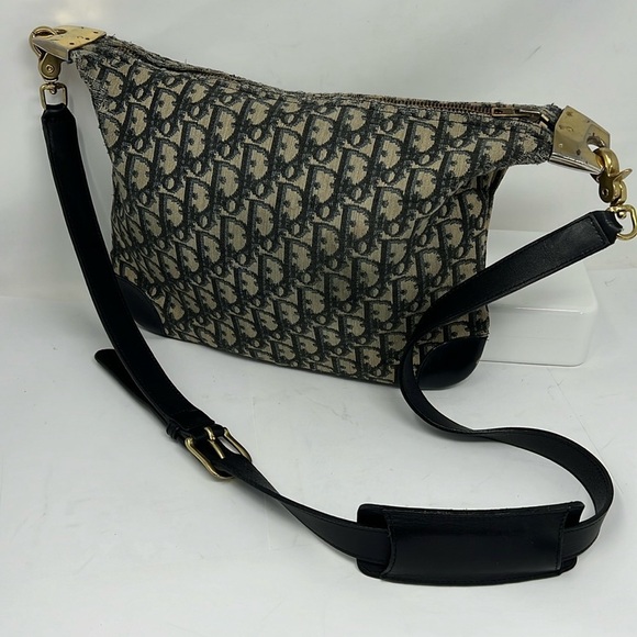 Vintage 1970’s Blue Beige Jacquard Zip Top Shoulder Crossbody Clutch Bag - Picture 1 of 16